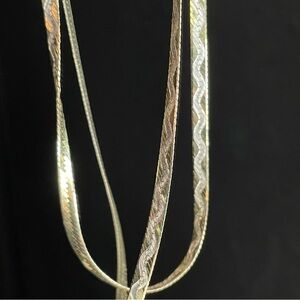 Vintage sterling silver 24” Gold Milror Italy 925 Herringbone Necklace